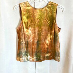 Vtg Renfrew Womens Top Medium Y2K Metallic Satin‎ Rave Disco Grunge Fairy 18577